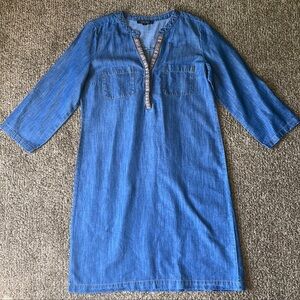 Spense Woman Women's 3/4 Roll Tab
Sleeve Dress 1/4 Button Denim Size 8